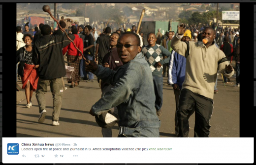 A collection of images tweeted by journalists in KZN of the Xenophobic attacks making news headlines.