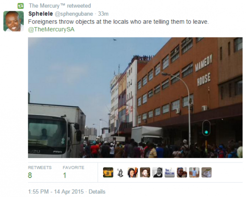 A collection of images tweeted by journalists in KZN of the Xenophobic attacks making news headlines.