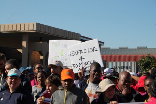 A large group, consisting mostly of pensioners from Khutsong and disabled people from the Rotalia Centre for mentally disabled people in Carletonville last week took part in a fun walk through Carletonville.