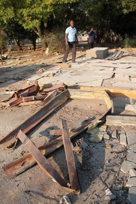 Since August 2013 when Blyvoor Mine was placed under provisional liquidation, conditions at the mine has gone from bad to worse. These photos were taken during a visit to some buildings stripped by illegal miners and metal thieves last year August.