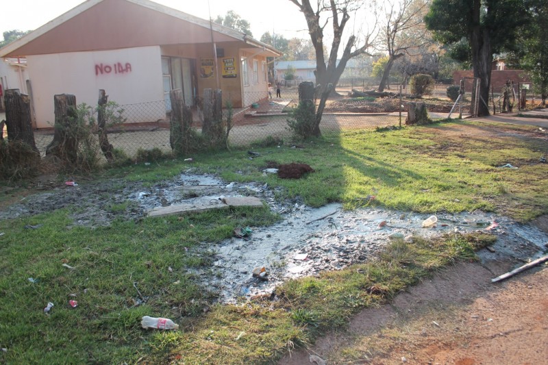 Since August 2013 when Blyvoor Mine was placed under provisional liquidation, conditions at the mine has gone from bad to worse. These photos were taken during a visit to some buildings stripped by illegal miners and metal thieves last year August.