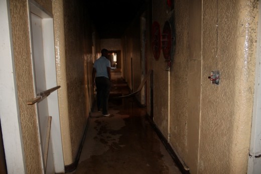 Since August 2013 when Blyvoor Mine was placed under provisional liquidation, conditions at the mine has gone from bad to worse. These photos were taken during a visit to some buildings stripped by illegal miners and metal thieves last year August.