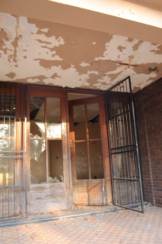 Since August 2013 when Blyvoor Mine was placed under provisional liquidation, conditions at the mine has gone from bad to worse. These photos were taken during a visit to some buildings stripped by illegal miners and metal thieves last year August.