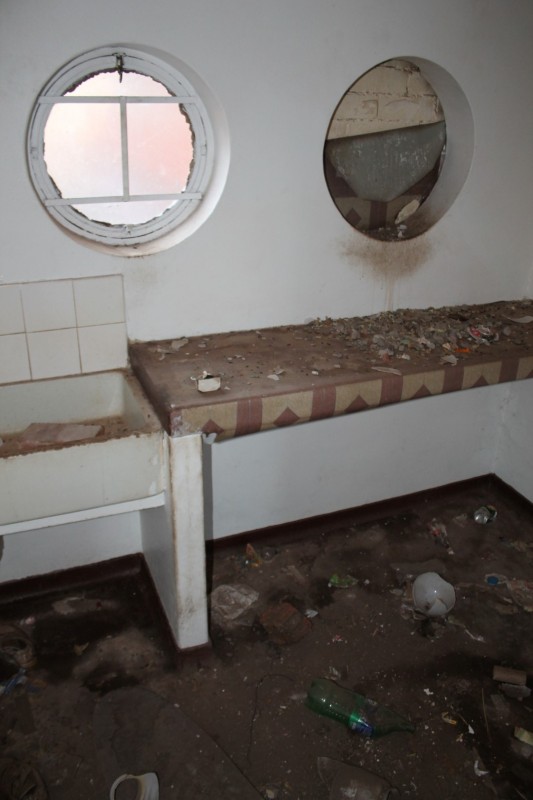 Since August 2013 when Blyvoor Mine was placed under provisional liquidation, conditions at the mine has gone from bad to worse. These photos were taken during a visit to some buildings stripped by illegal miners and metal thieves last year August.