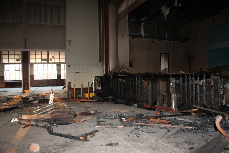 Since August 2013 when Blyvoor Mine was placed under provisional liquidation, conditions at the mine has gone from bad to worse. These photos were taken during a visit to some buildings stripped by illegal miners and metal thieves last year August.