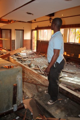 Since August 2013 when Blyvoor Mine was placed under provisional liquidation, conditions at the mine has gone from bad to worse. These photos were taken during a visit to some buildings stripped by illegal miners and metal thieves last year August.