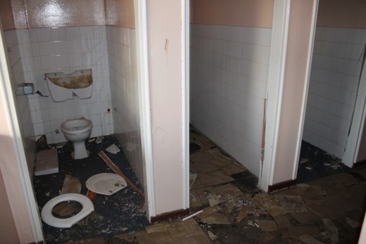 Since August 2013 when Blyvoor Mine was placed under provisional liquidation, conditions at the mine has gone from bad to worse. These photos were taken during a visit to some buildings stripped by illegal miners and metal thieves last year August.