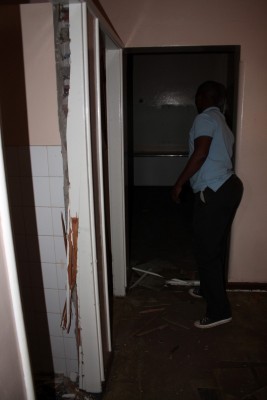 Since August 2013 when Blyvoor Mine was placed under provisional liquidation, conditions at the mine has gone from bad to worse. These photos were taken during a visit to some buildings stripped by illegal miners and metal thieves last year August.