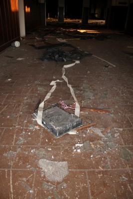 Since August 2013 when Blyvoor Mine was placed under provisional liquidation, conditions at the mine has gone from bad to worse. These photos were taken during a visit to some buildings stripped by illegal miners and metal thieves last year August.