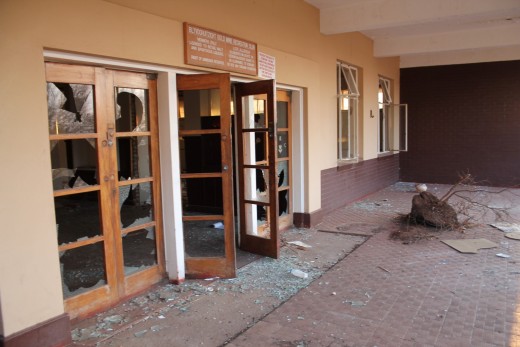 Since August 2013 when Blyvoor Mine was placed under provisional liquidation, conditions at the mine has gone from bad to worse. These photos were taken during a visit to some buildings stripped by illegal miners and metal thieves last year August.