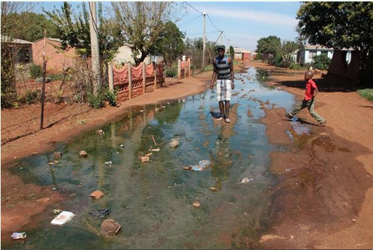 One of the Extension 5 streets that are still overflowing with sewage.