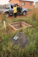 One of the heaps of ground that were allegedly left behind by the contractors.