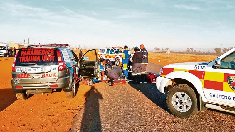 The scene at Extension.5 where two school children were hit by a vehicle on Monday.