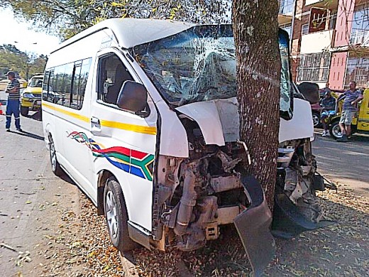 The Quantum taxi that collided with tree in Dolomite Street.