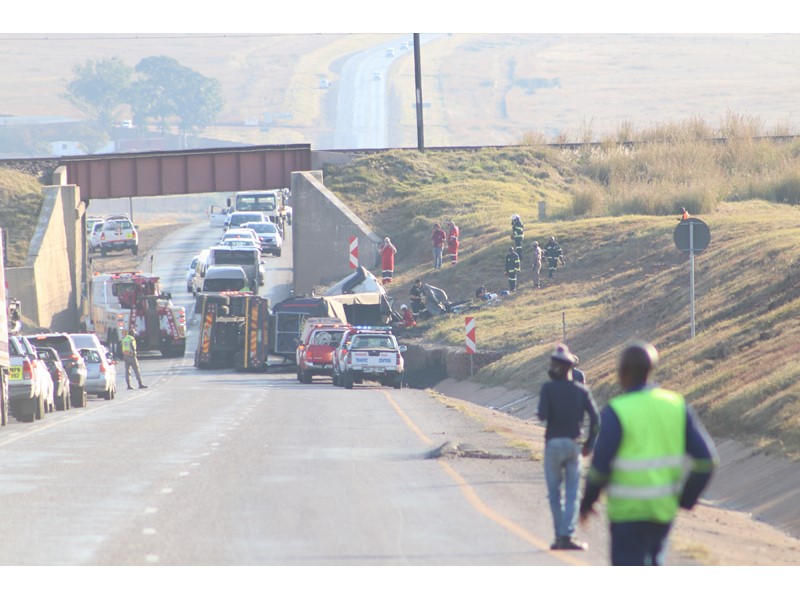 The accident scene at the train bridge.